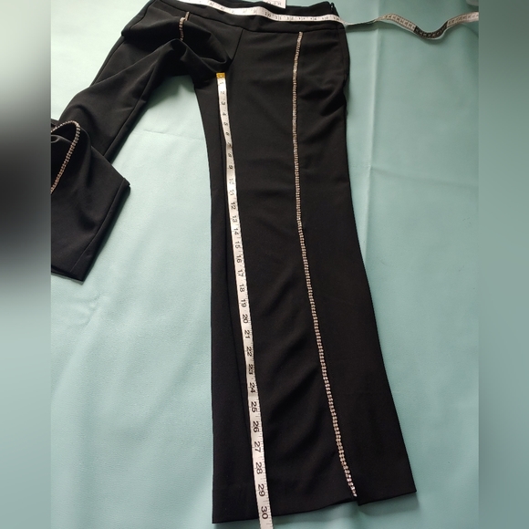 INC Glam Deep Black Wide Leg Embellished Slit Pants WOMEN'S - Picture 5 of 10